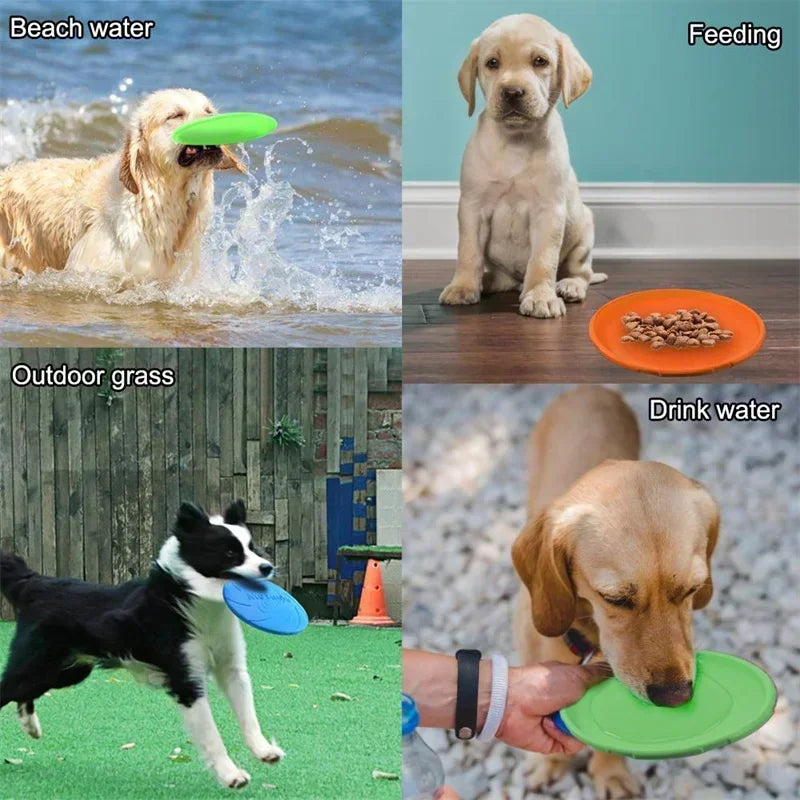 Multicolor Frisbeed Dog Toy  Fashion Pet Dog Silicone Game Flying Discs Trainning Interactive Toys Pet Supplies Flying Disc